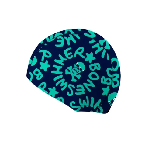 Cuffia Boneswimmer Stoffa - Blu Logo Menta